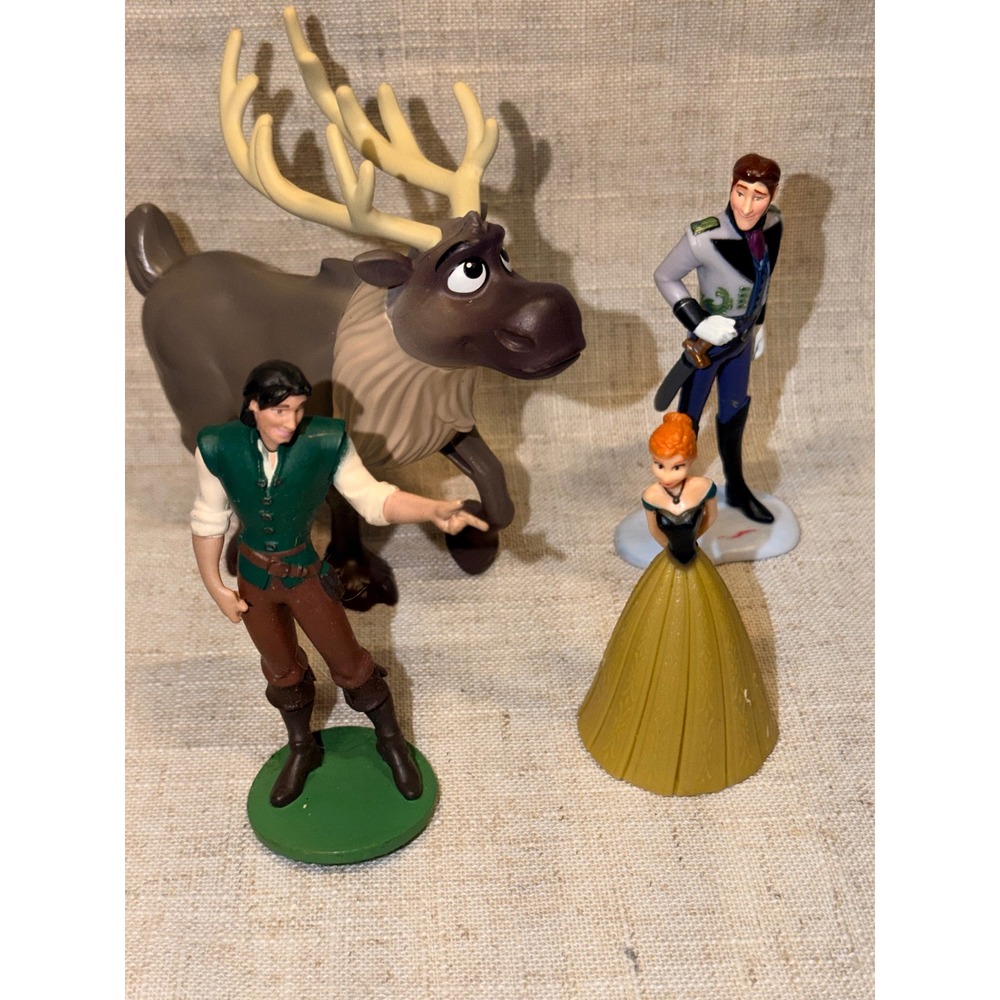 4 Disney Frozen Tangled Flynn‎ Rider Figure Sven Prince Hans Anna Toy Figure